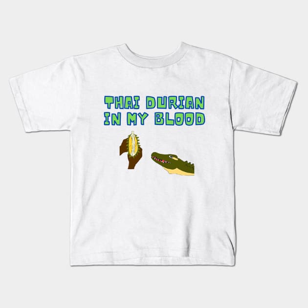 Hungry Crocodrian - Crocodile with Durian blood type ! Kids T-Shirt by drawkwardly